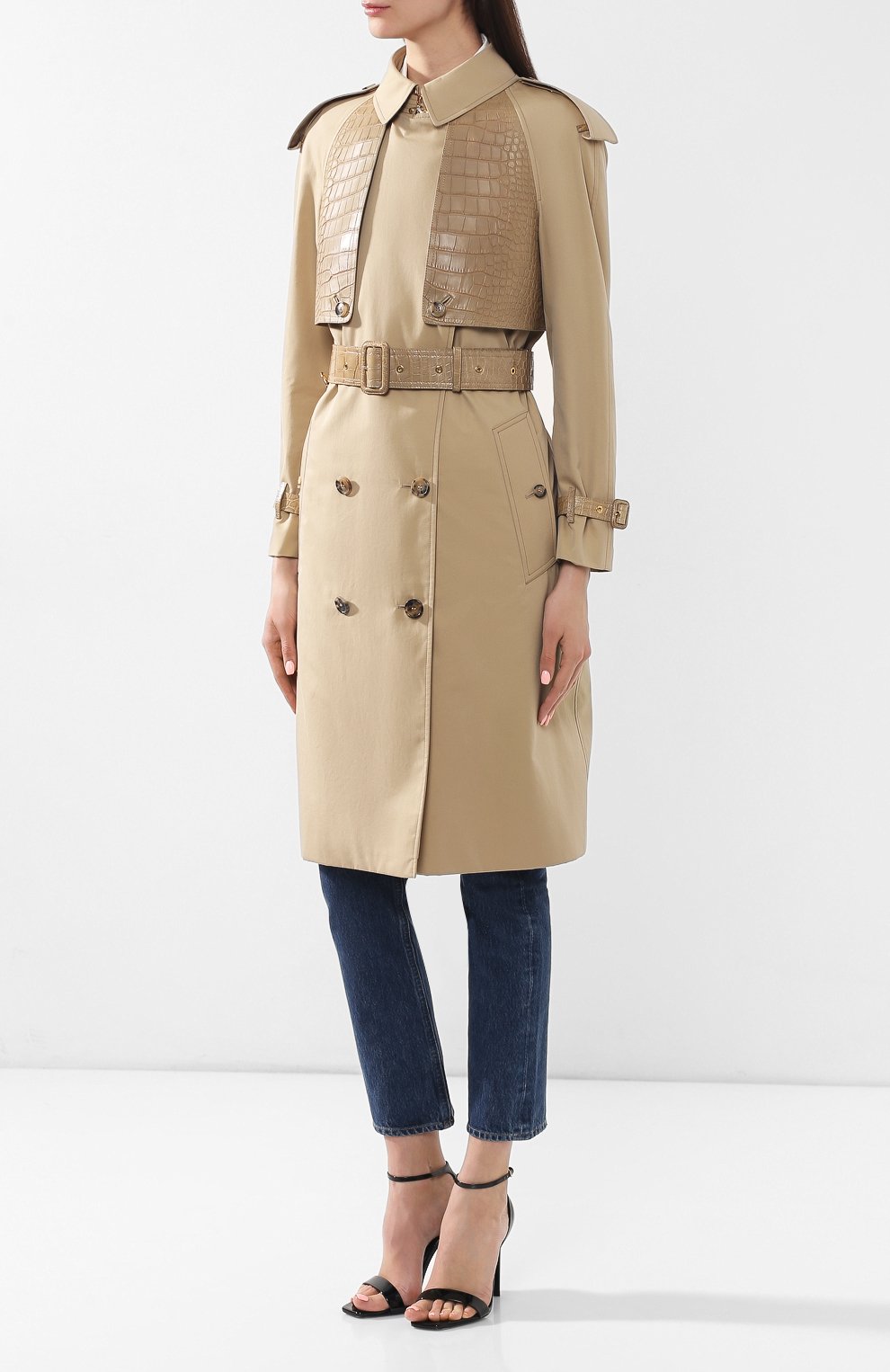 Хлопковый тренч с кожаной отделкой BURBERRY, арт. 4548564, фото 3