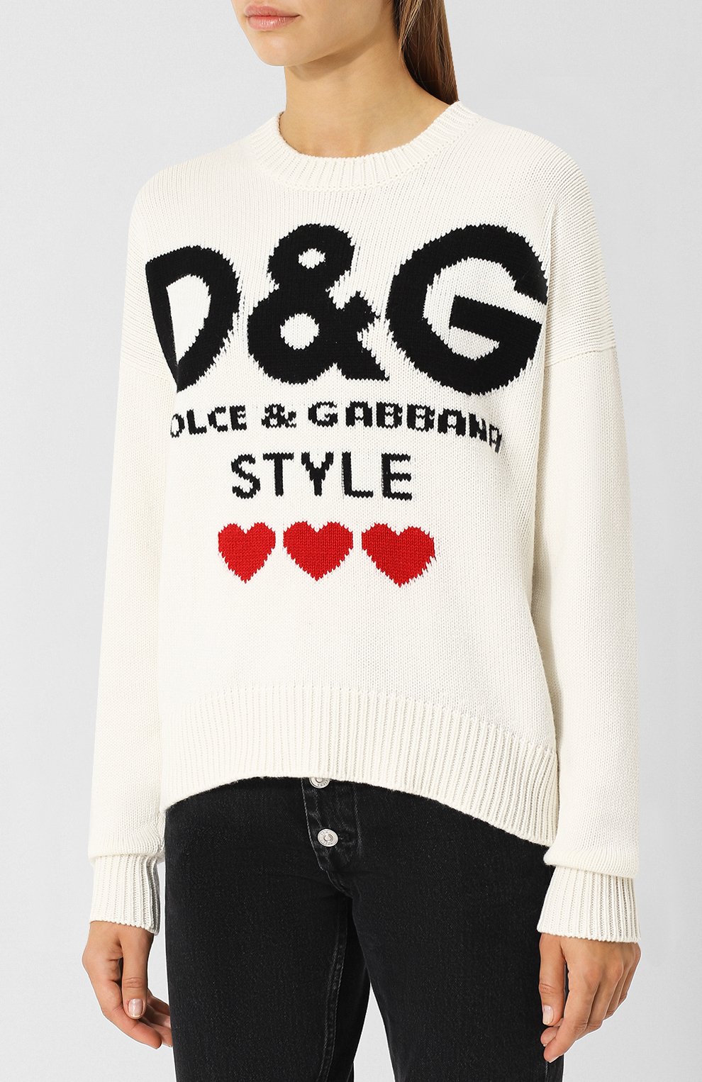 Кашемировый пуловер с вышитым принтом DOLCE & GABBANA белого цвета по цене 136500 руб., арт. FX304T/JAWHJ, фото 3 Кашемировый пуловер с вышитым принтом DOLCE & GABBANA, арт. FX304T/JAWHJ, фото 3