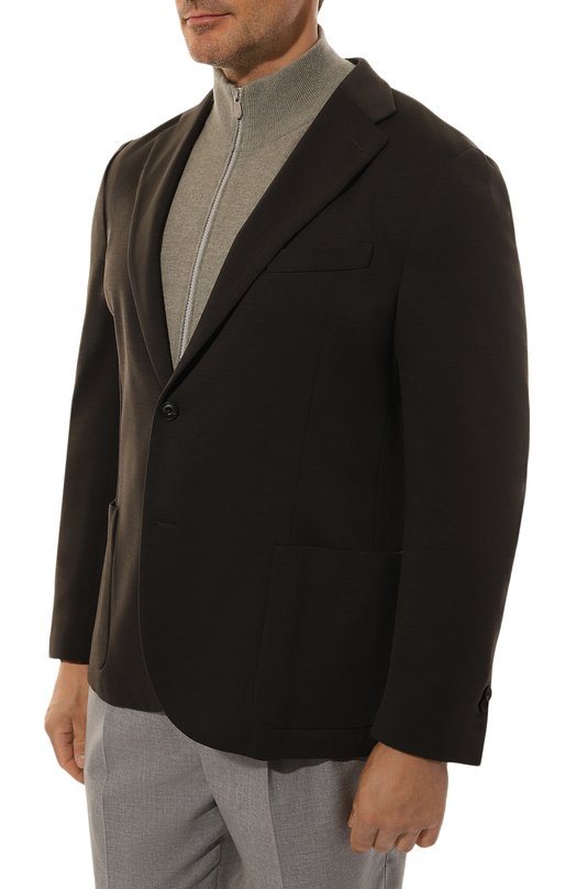 Пиджак из шерсти и хлопка Corneliani 93X523-9318800 Хаки  93X523-9318800 Фото 4