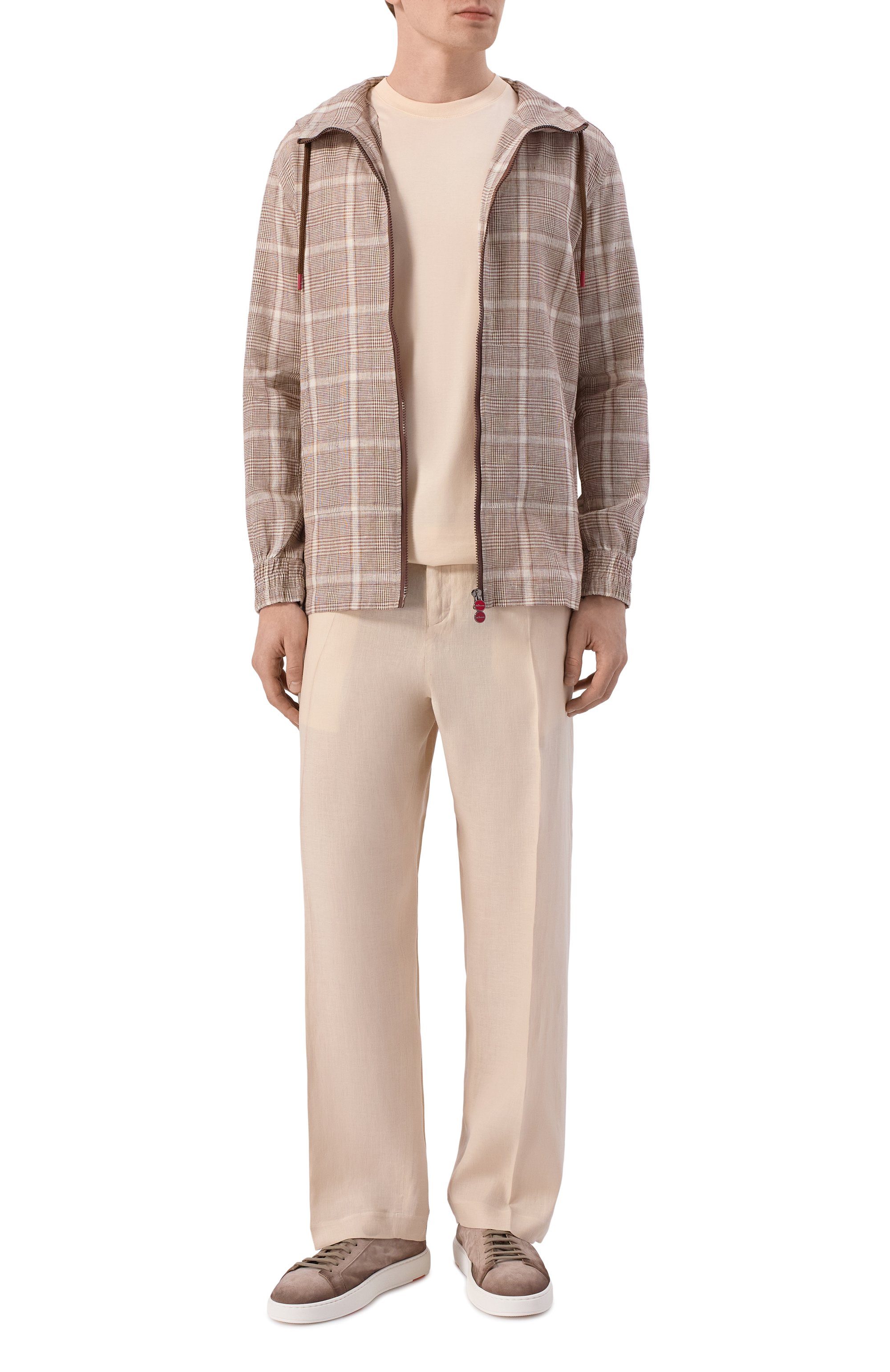 Льняные брюки KITON светло-бежевого цвета по цене 170000 руб., арт. UPKN088K0708H, фото 2 Льняные брюки KITON, арт. UPKN088K0708H, фото 2