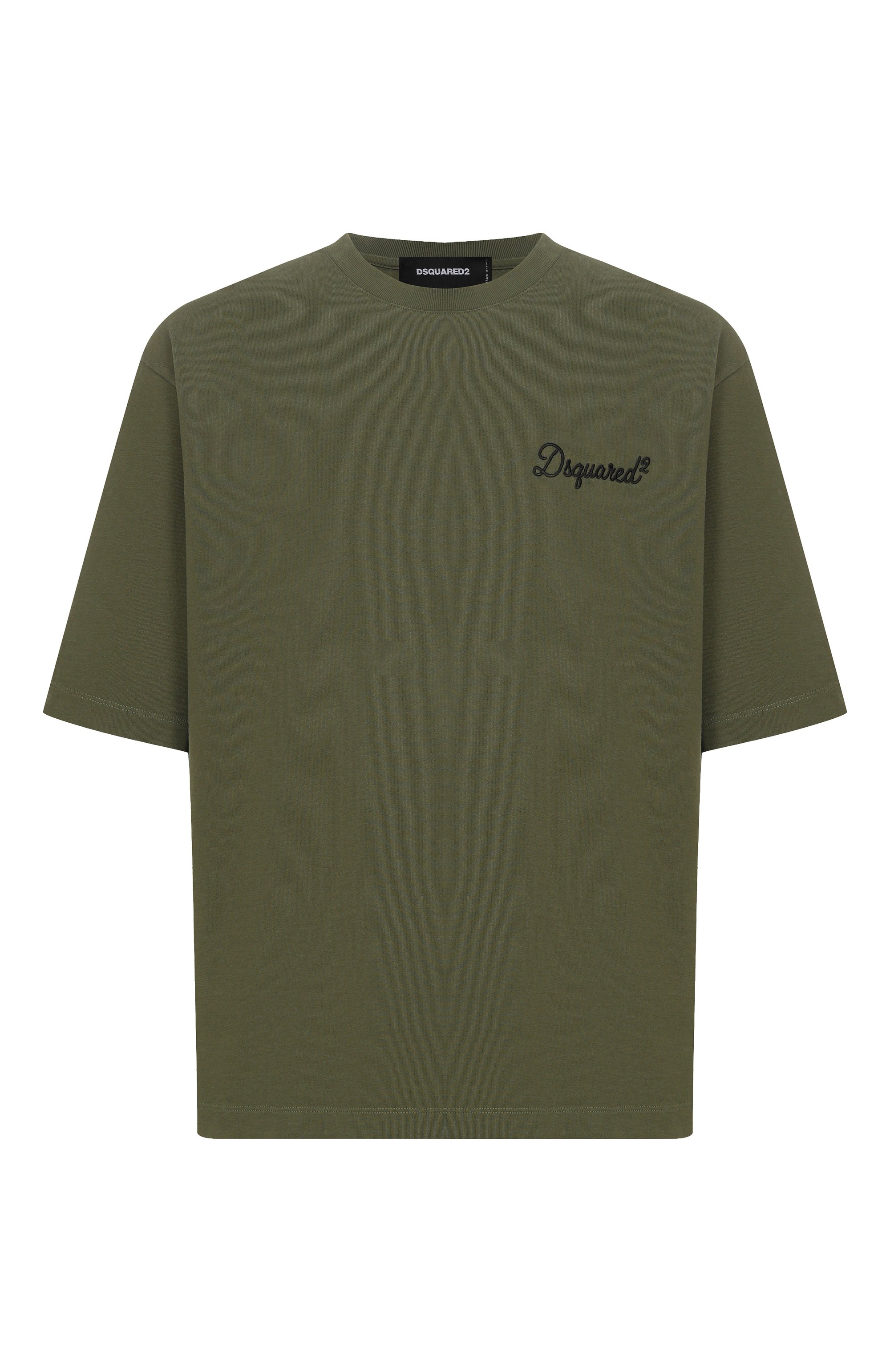 Хлопковая футболка DSQUARED2 хаки цвета по цене 27850 руб., арт. S74GD1525/D20106, фото 1 Хлопковая футболка DSQUARED2, арт. S74GD1525/D20106, фото 1