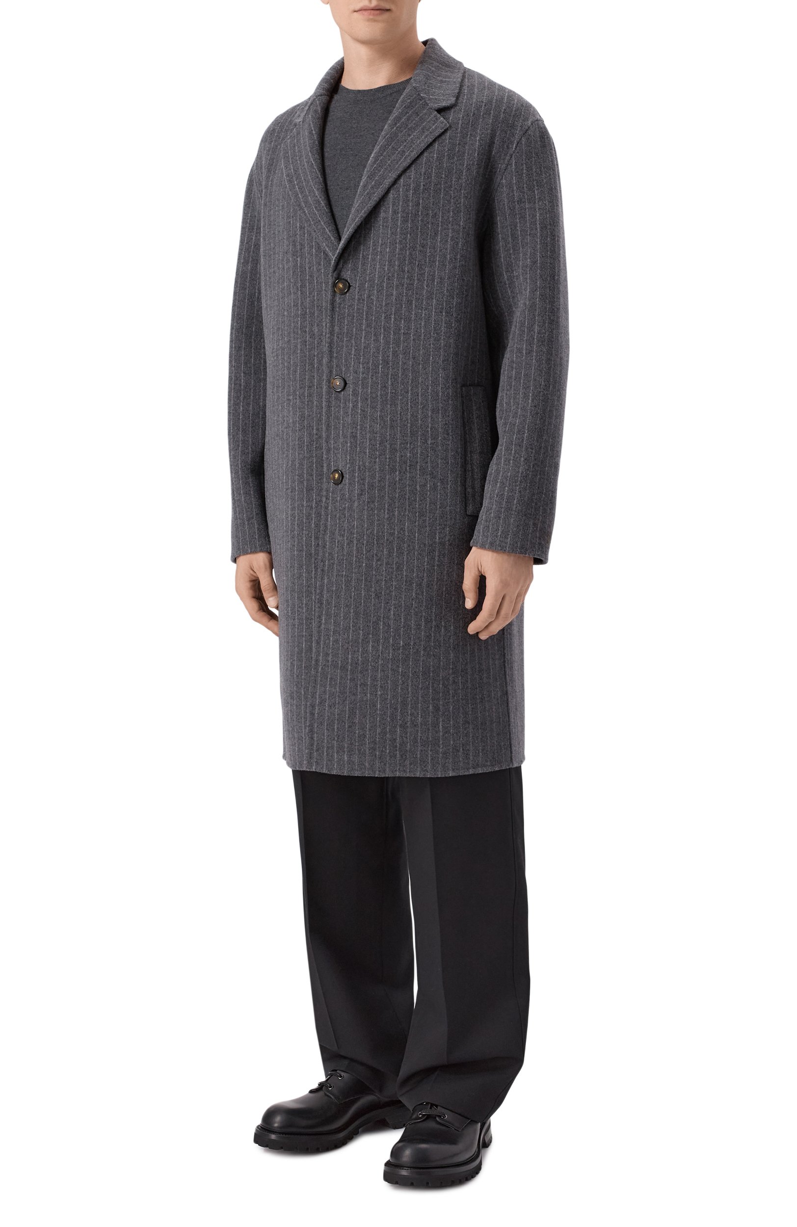Шерстяное пальто DROLE DE MONSIEUR темно-серого цвета по цене 109500 руб., арт. L-CT151-W0041-DGR, фото 3 Шерстяное пальто DROLE DE MONSIEUR, арт. L-CT151-W0041-DGR, фото 3