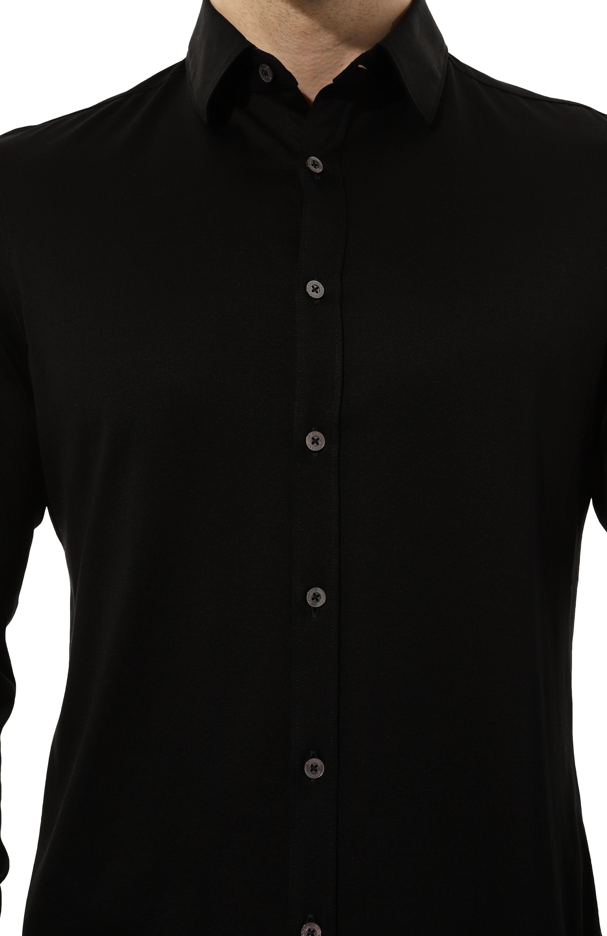 Хлопковая рубашка CANALI черного цвета по цене 33600 руб., арт. CSL7077/GN02310, фото 5 Хлопковая рубашка CANALI, арт. CSL7077/GN02310, фото 5