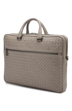 Мужской кожаный портфель  BOTTEGA VENETA серого цвета, арт. 516110/V4651 | Фото 3 (Материал внутренний: Не назначено; Материал: Натуральная кожа; Материал сплава: Проставлено; Драгоценные камни: Проставлено; Статус проверки: Проверена категория; Размер: large)