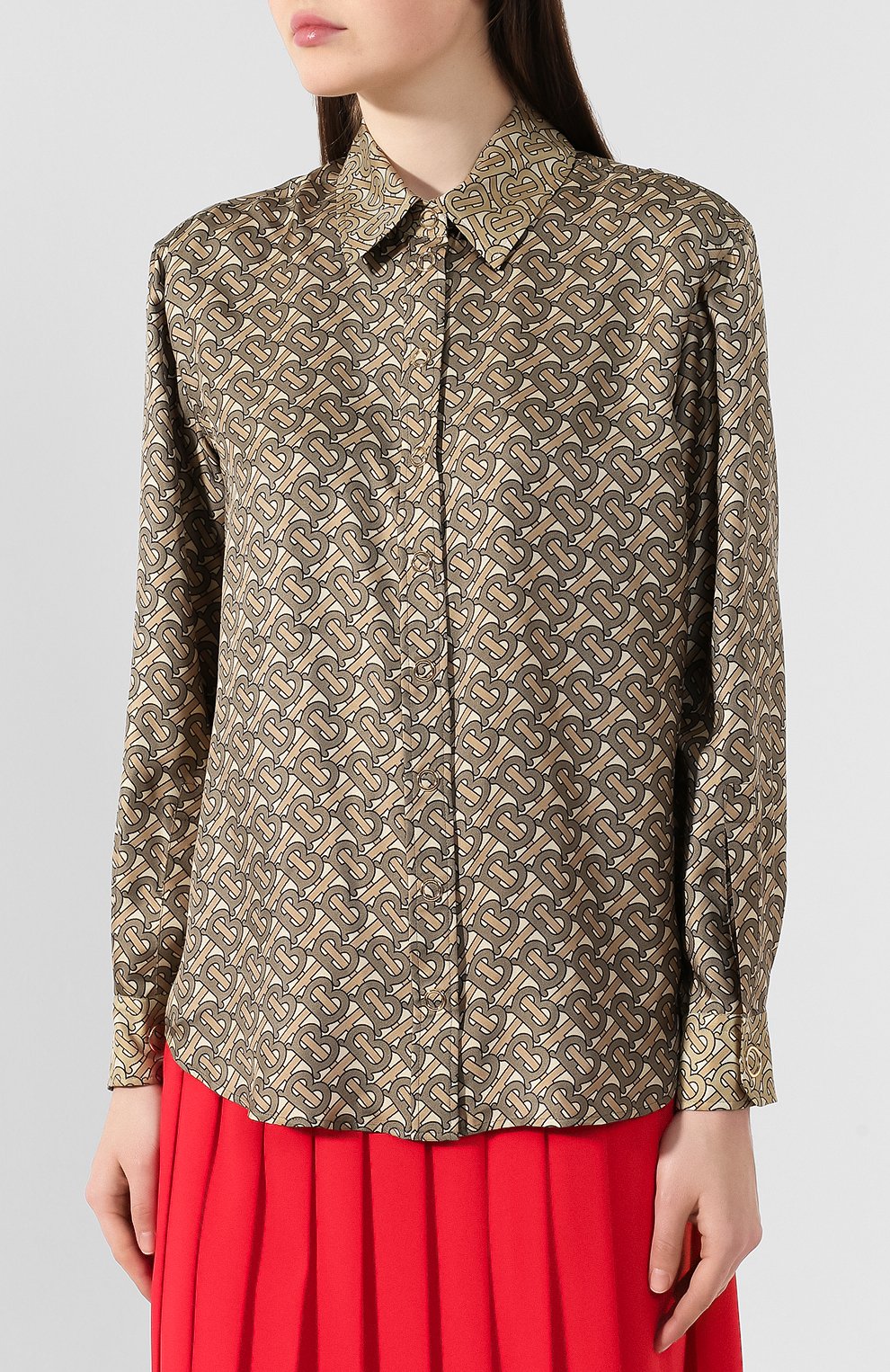Шелковая рубашка BURBERRY хаки цвета по цене 132000 руб., арт. 8016078, фото 3 Шелковая рубашка BURBERRY, арт. 8016078, фото 3