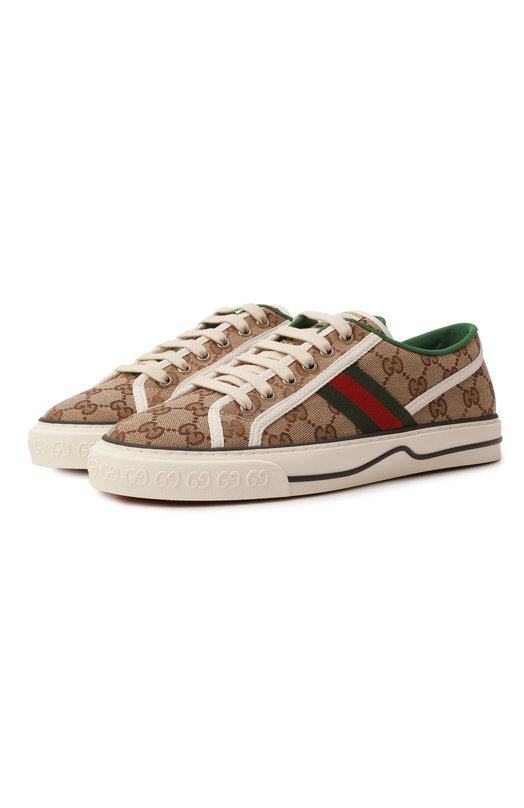 Текстильные кеды GG Gucci Tennis 1977 Gucci 606110/HVK20 Бежевый 606110/HVK20