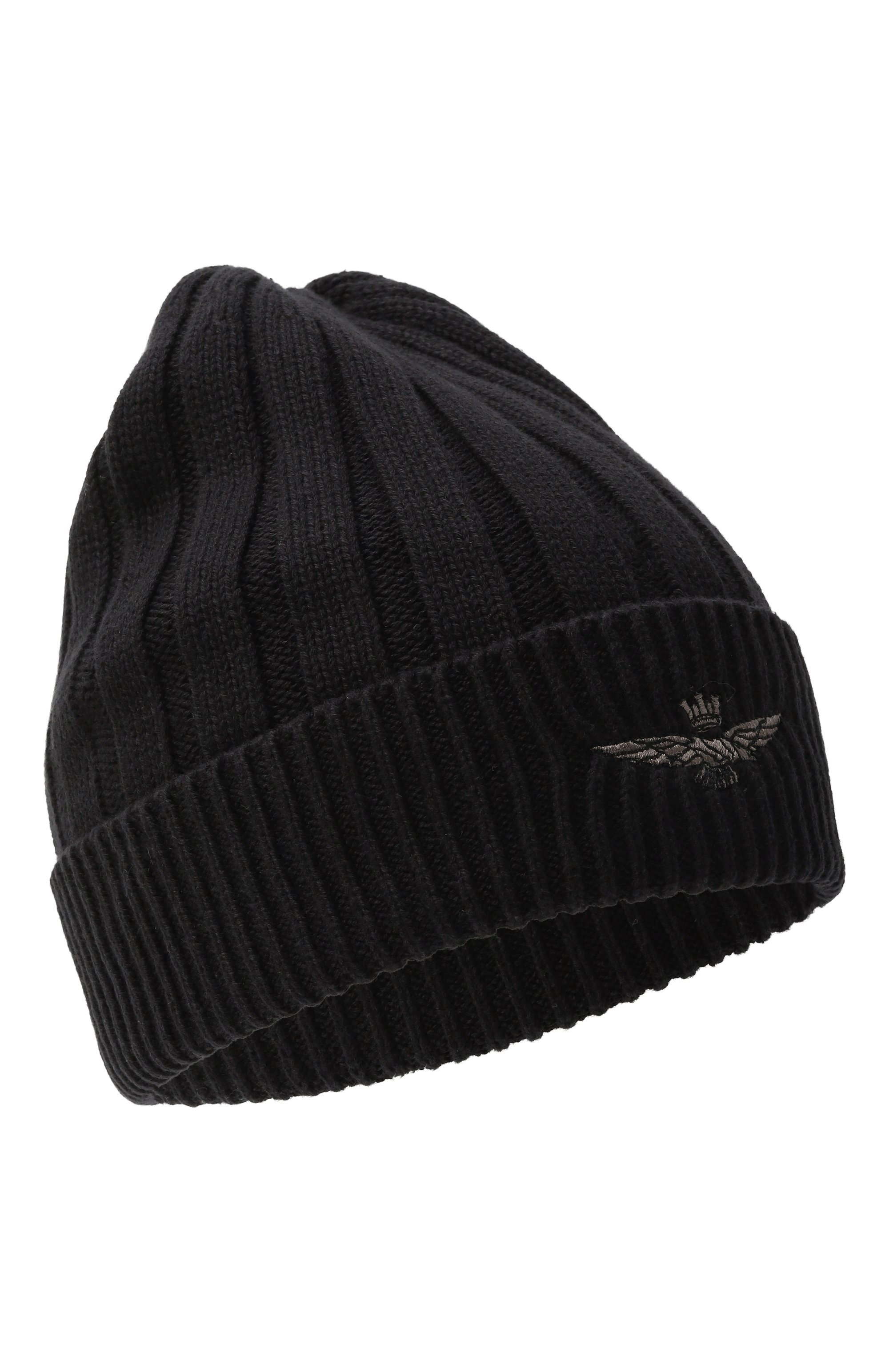 Хлопковая шапка AERONAUTICA MILITARE черного цвета по цене 6820 руб., арт. CU0063UL00485, фото 1 Хлопковая шапка AERONAUTICA MILITARE, арт. CU0063UL00485, фото 1