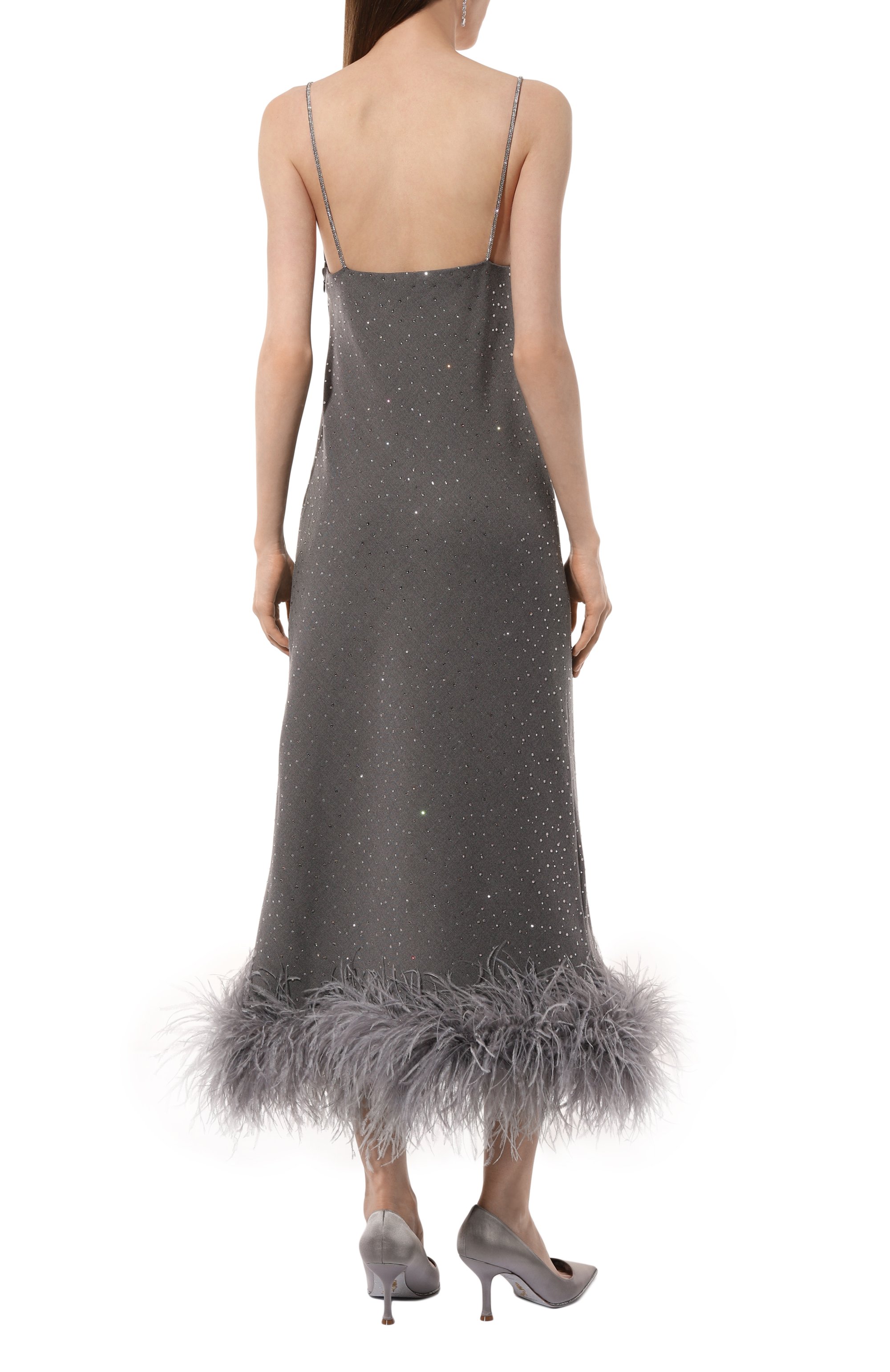 Платье с отделкой стразами и перьями ALINE, арт. AL152302, фото 4