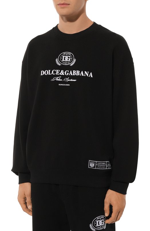 Хлопковый свитшот Dolce & Gabbana G9AHST/G7NYD Чёрный  G9AHST/G7NYD Фото 3