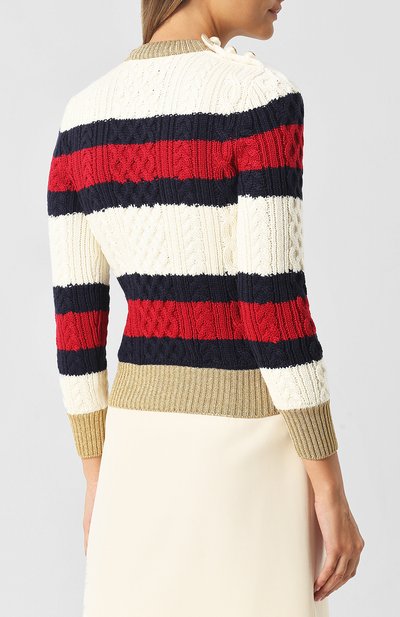 Шерстяной пуловер с металлизированной нитью и декоративными пуговицами GUCCI, арт. 434363/X5D24, фото 4