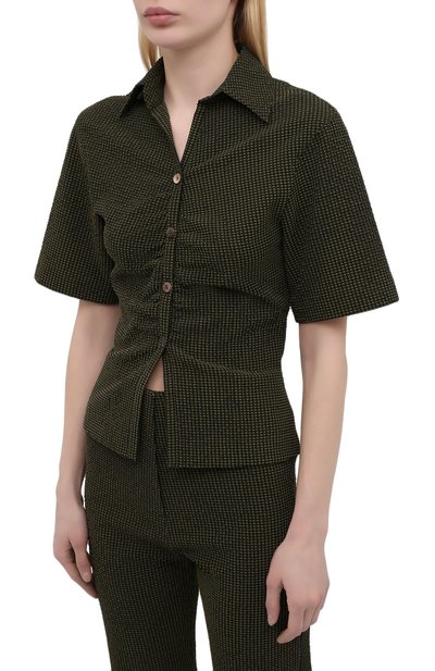 Блузка NANUSHKA хаки цвета по цене 29800 руб., арт. SAFF_KHAKI CHECK_SEERSUCKER, фото 3 Блузка NANUSHKA, арт. SAFF_KHAKI CHECK_SEERSUCKER, фото 3