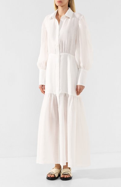 Льняное платье A MERE CO белого цвета по цене 59950 руб., арт. AMC-R20-G4-51, фото 3 Льняное платье A MERE CO, арт. AMC-R20-G4-51, фото 3