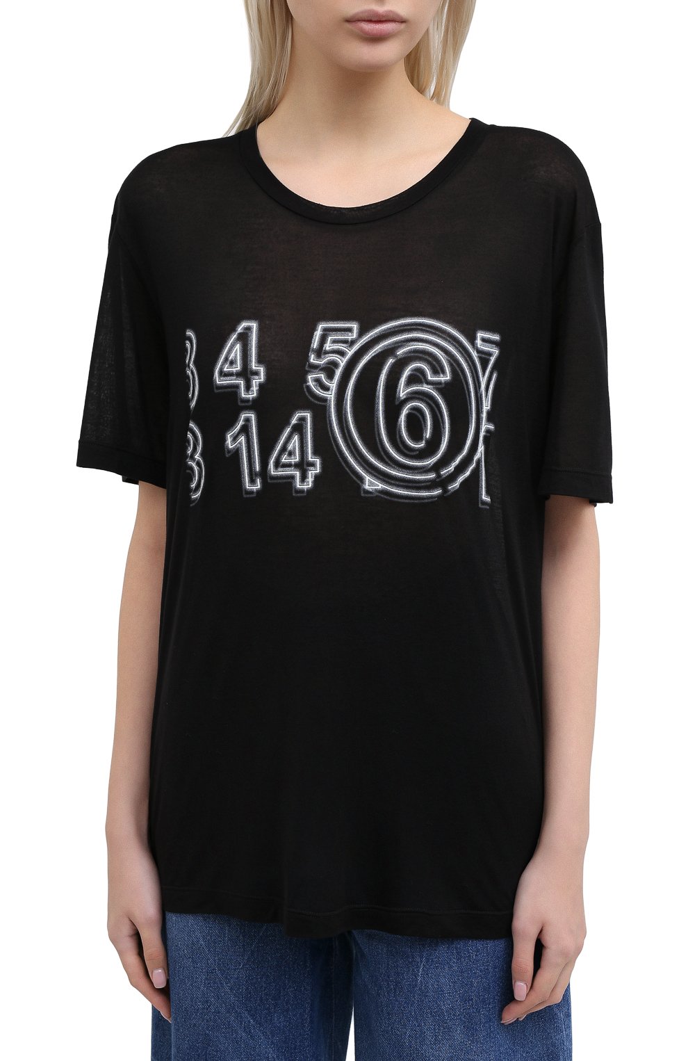 Футболка MM6 черного цвета по цене 23050 руб., арт. S52GC0162/S23683, фото 3 Футболка MM6, арт. S52GC0162/S23683, фото 3