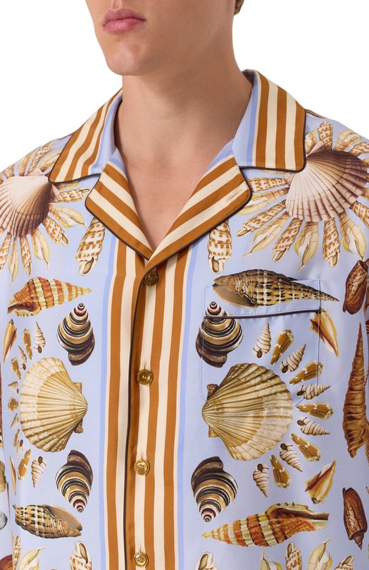 Шелковая рубашка Dolce & Gabbana G5IF1T/HI1ZB Голубой  G5IF1T/HI1ZB Фото 5