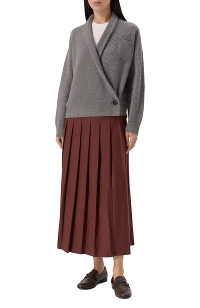 Кашемировый кардиган BRUNELLO CUCINELLI серого цвета по цене 382500 руб., арт. M12724306, фото 2 Кашемировый кардиган BRUNELLO CUCINELLI, арт. M12724306, фото 2