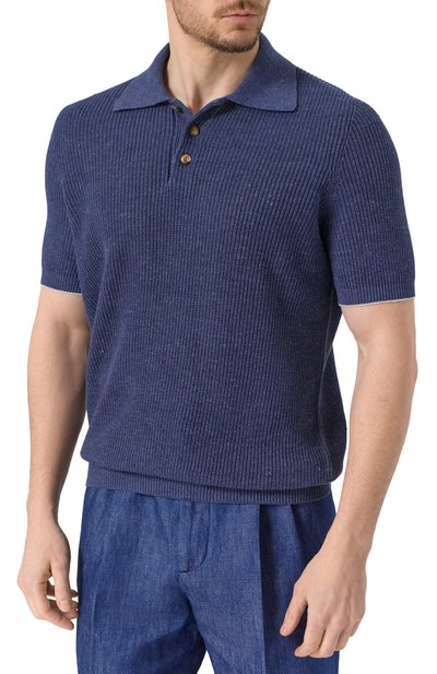 Поло изо льна и хлопка BRUNELLO CUCINELLI, арт. M2L707715, фото 3