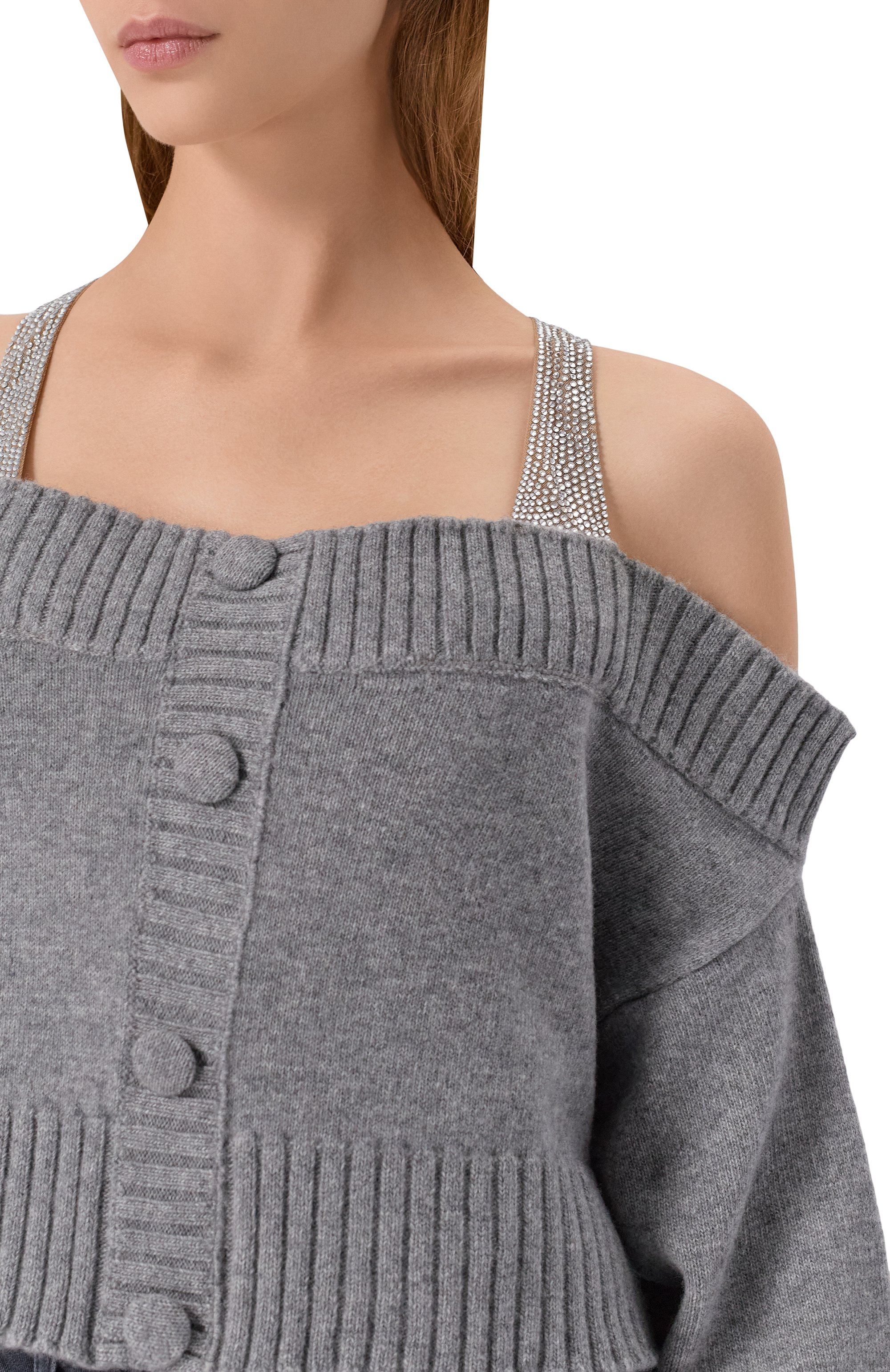 Шерстяной топ с отделкой стразами GIUSEPPE DI MORABITO, арт. 05FWKNT359 05358, фото 5