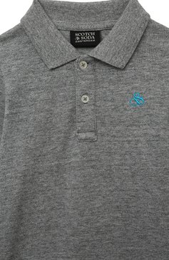 Детское хлопковое поло SCOTCH AND SODA серого цвета, арт. 167717-22-FWBM-D55 | Фото 3 (Рукава: Длинные; Материал внешний: Хлопок)