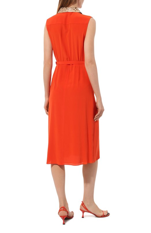 Шелковое платье Gucci 370633 ZEZ03 Оранжевый  370633 ZEZ03 Фото 4