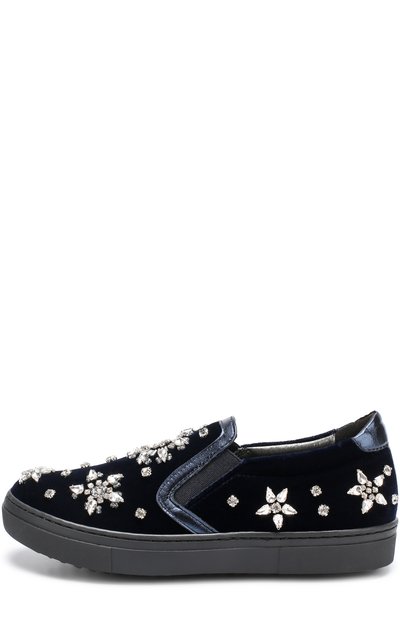 Текстильные слипоны с металлизированной отделкой и кристаллами MISSOURI темно-синего цвета по цене 26100 руб., арт. 11654/31-34, фото 2 Текстильные слипоны с металлизированной отделкой и кристаллами MISSOURI, арт. 11654/31-34, фото 2