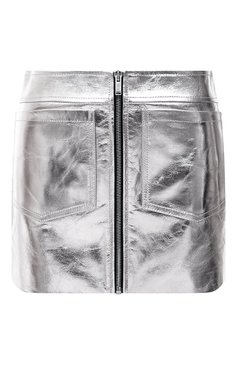 Женская кожаная юбка SAINT LAURENT серебряного цвета, арт. 668990/YC2XP | Фото 1 (Материал подклада: Купро; Стили: Гламурный; Женское Кросс-КТ: Юбка-одежда; Материал внешний: Натуральная кожа; Длина Ж (юбки, платья, шорты): Мини; Региональные ограничения белый список (Axapta Mercury): RU; Материал сплава: Проставлено; Драгоценные камни: Проставлено)