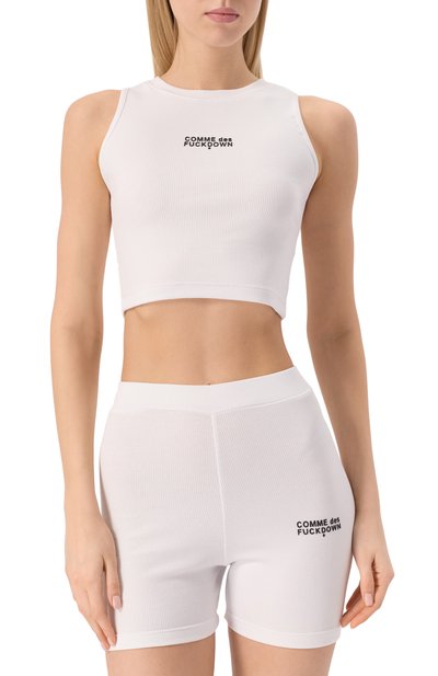 Хлопковый топ COMME DES FUCKDOWN белого цвета по цене 5950 руб., арт. CFABW01240, фото 3 Хлопковый топ COMME DES FUCKDOWN, арт. CFABW01240, фото 3