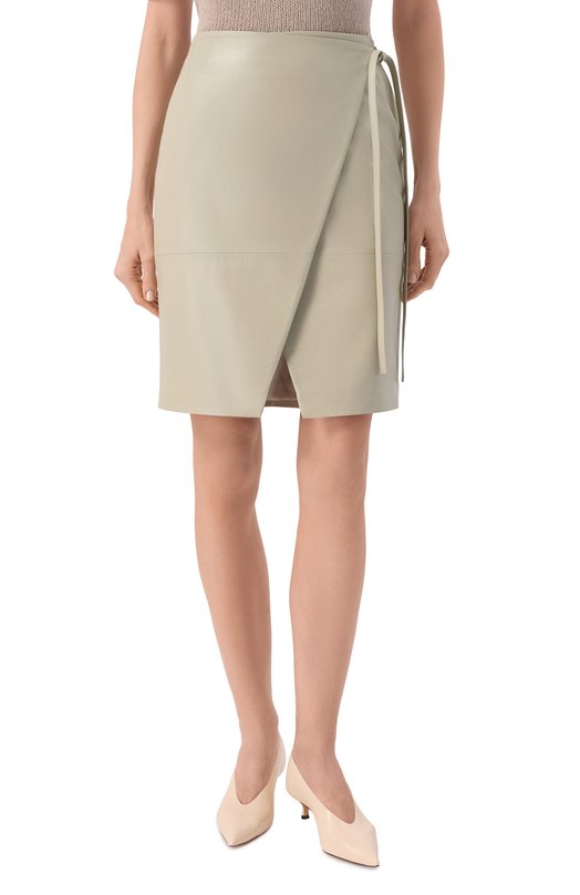 Кожаная юбка 12 STOREEZ 137795 Зелёный  137795 Фото 3