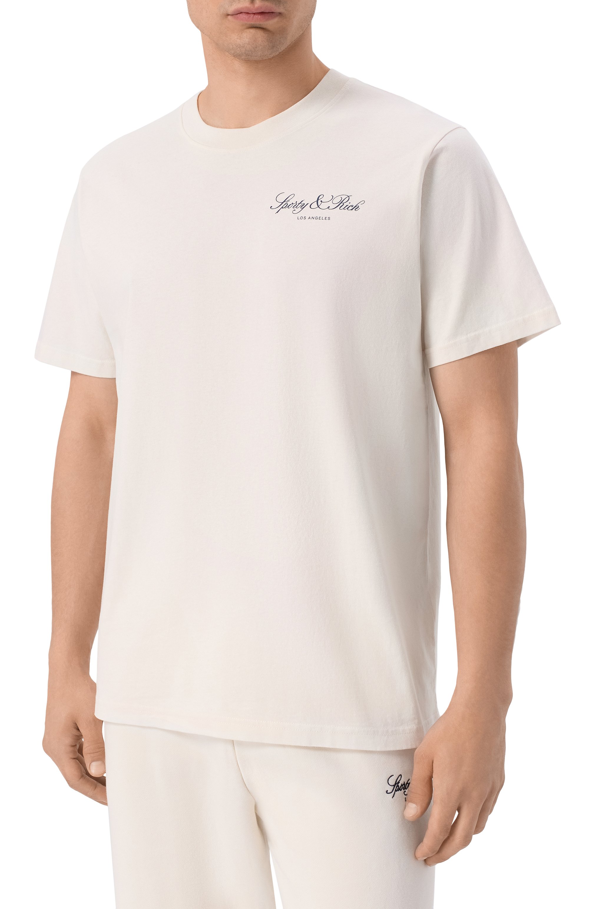 Хлопковая футболка SPORTY AND RICH кремового цвета по цене 12150 руб., арт. T011976269WH37, фото 3 Хлопковая футболка SPORTY AND RICH, арт. T011976269WH37, фото 3