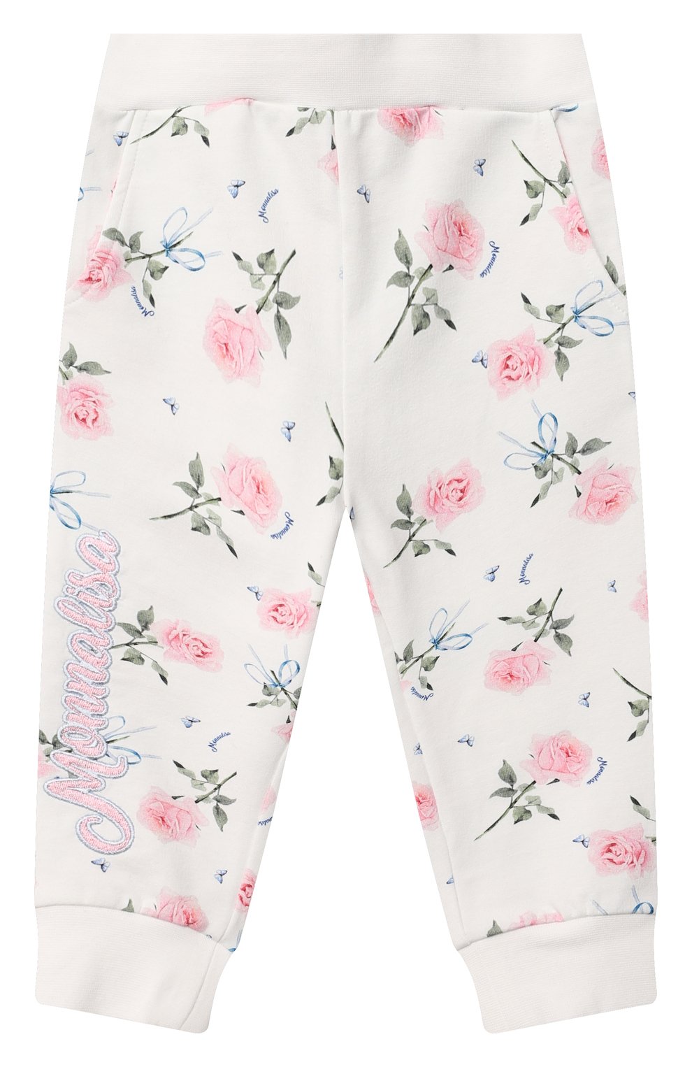 Хлопковые джоггеры MONNALISA белого цвета по цене 7000 руб., арт. 399404, фото 1 Хлопковые джоггеры MONNALISA, арт. 399404, фото 1