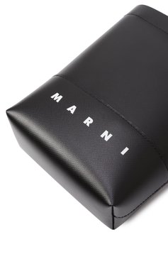 Женская сумка MARNI черного цвета, арт. SBMQ0068A0/P5769 | Фото 3 (Размер: mini; Материал: Экокожа, Текстиль; Ремень/цепочка: На ремешке)
