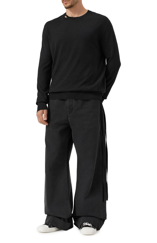 Джемпер из хлопка и кашемира Ann Demeulemeester B0012481/KN055 Чёрный  B0012481/KN055 Фото 2