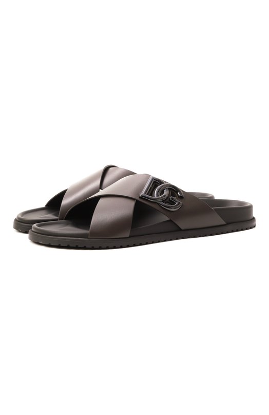 Кожаные шлепанцы Dolce & Gabbana A80525/A9Q67 Коричневый A80525/A9Q67