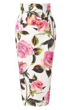 Женская хлопковая юбка DOLCE & GABBANA белого цвета, арт. F4CDFT/HS5S4 | Фото 1 (Драгоценные камни: Проставлено; Длина Ж (юбки, платья, шорты): Миди; Материал сплава: Проставлено; Стили: Романтичный; Женское Кросс-КТ: Юбка-карандаш; Материал внешний: Хлопок)