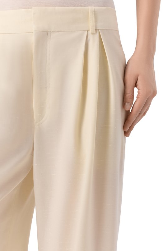 Брюки из шерсти и шелка Loulou de Saison DAVY Кремовый  DAVY Фото 5