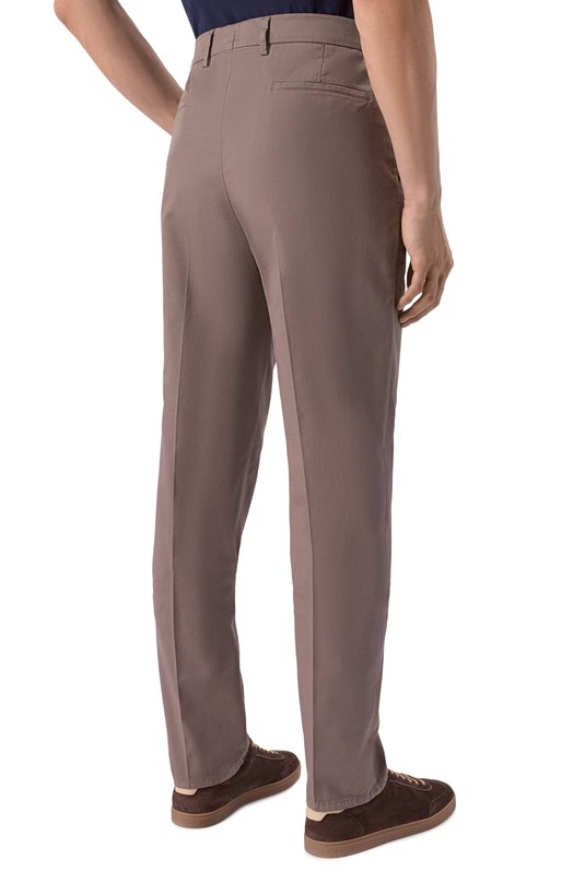 Хлопковые брюки Brunello Cucinelli M289LE1450 Коричневый  M289LE1450 Фото 4