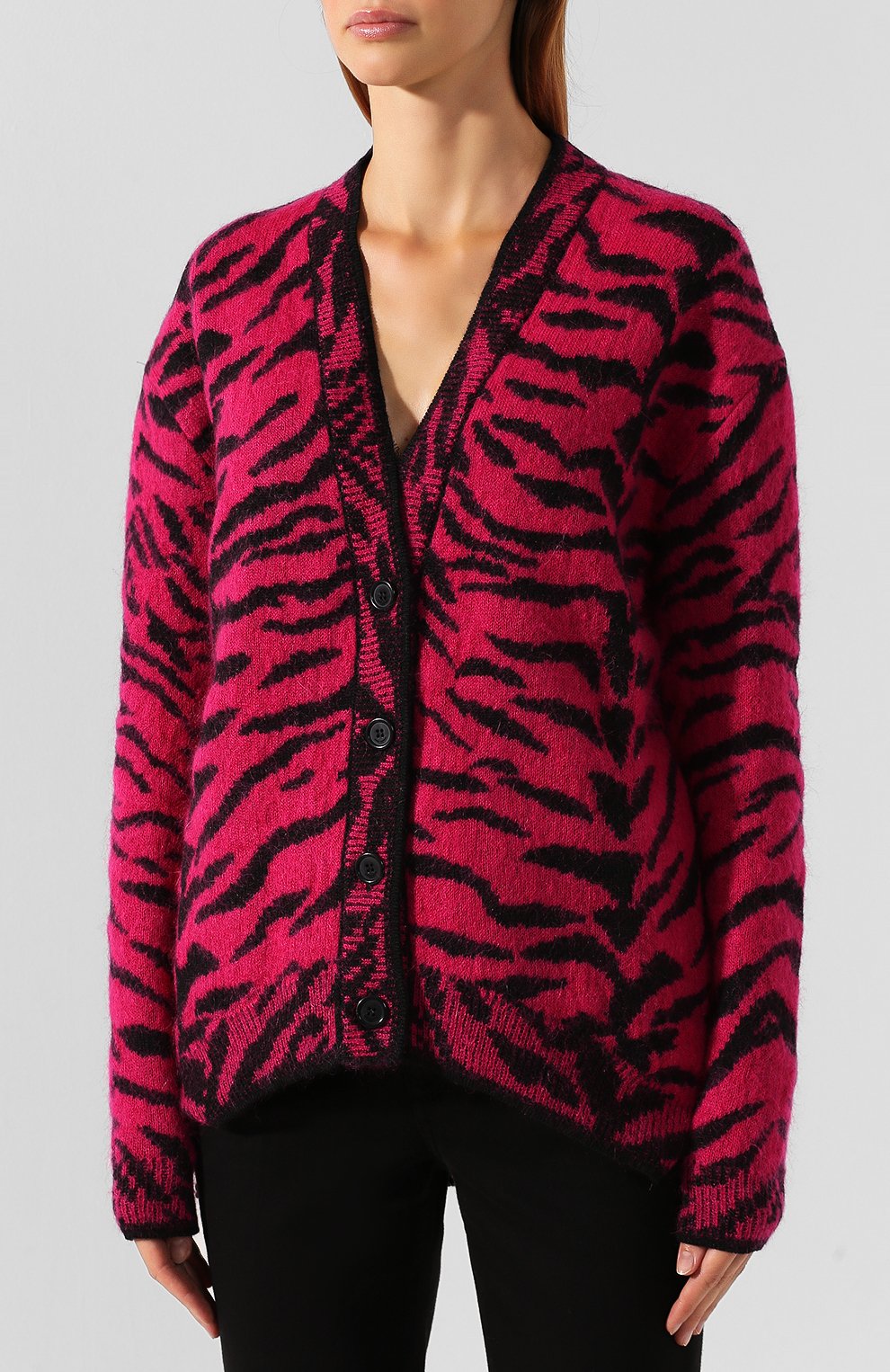 Кардиган SAINT LAURENT фуксия цвета по цене 134500 руб., арт. 586762/YAHE2, фото 3 Кардиган SAINT LAURENT, арт. 586762/YAHE2, фото 3