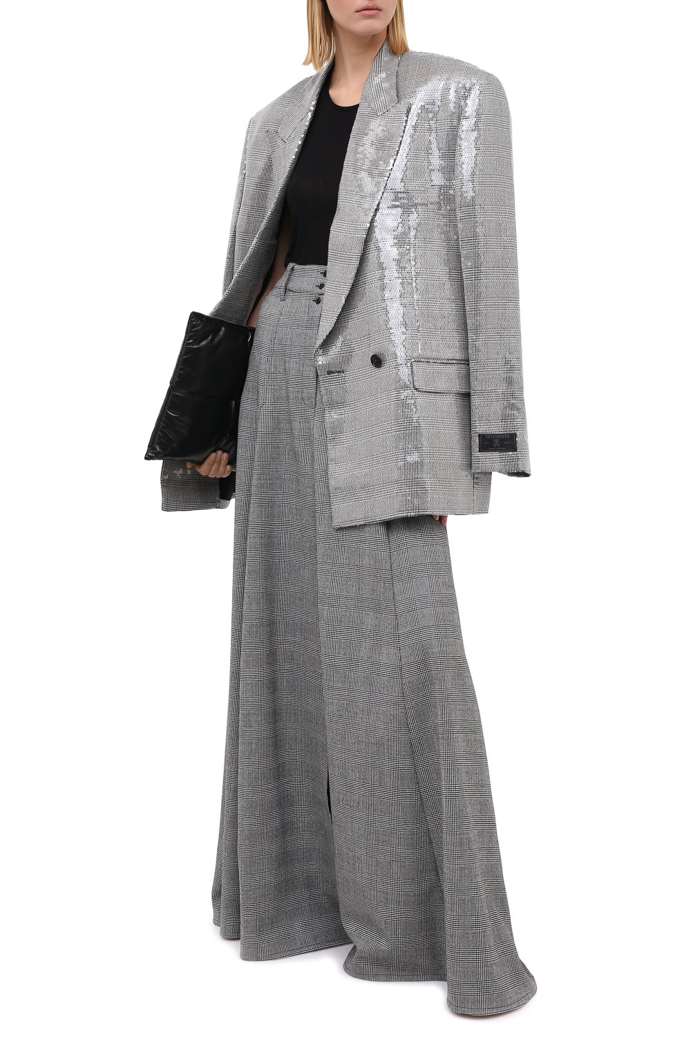 Шерстяная юбка VETEMENTS, арт. WAH21SK111 1205/BLACK/WHITE CHECK, фото 3