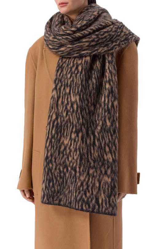 Шерстяной шарф Saint Laurent 841435/3YQ31 Леопардовый  841435/3YQ31 Фото 2
