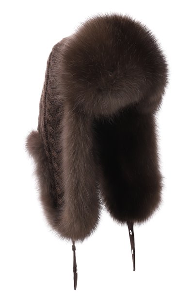 Женская утепленная шапка-ушанка с отделкой из соболя BLACK SABLE, арт. BS-FHK-G