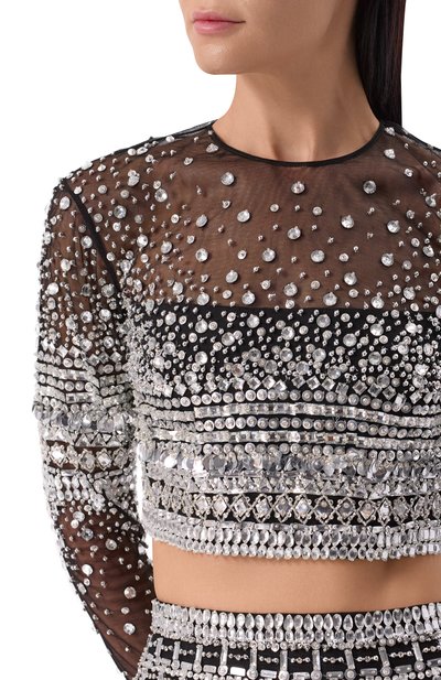 Топ с отделкой стразами ZUHAIR MURAD черного цвета по цене 596000 руб., арт. RTP25044/EMSQ001, фото 5 Топ с отделкой стразами ZUHAIR MURAD, арт. RTP25044/EMSQ001, фото 5