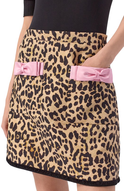 Юбка из шерсти и шелка Valentino 7B3RADP5/9F9 Леопардовый  7B3RADP5/9F9 Фото 5