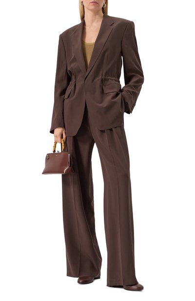 Шелковые брюки PETAR PETROV темно-коричневого цвета по цене 163000 руб., арт. S25P7, фото 2 Шелковые брюки PETAR PETROV, арт. S25P7, фото 2