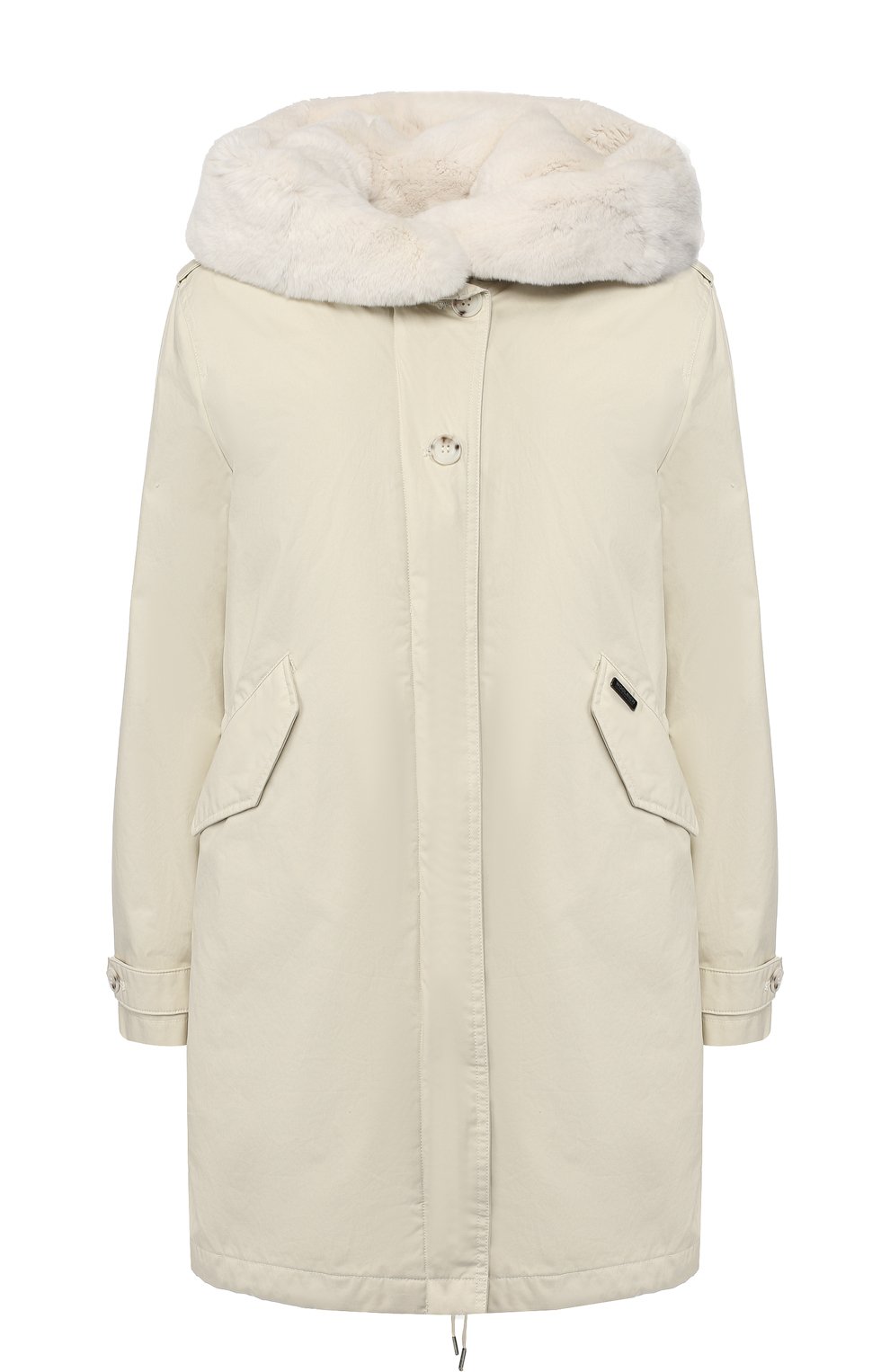 Хлопковая парка с капюшоном из меха кролика WOOLRICH, арт. WWCPS2629/LM10, фото 1