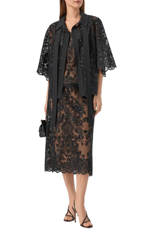 Юбка из шелка и вискозы Elie Saab SK253NR26/TUL02 Чёрный  SK253NR26/TUL02 Фото 2