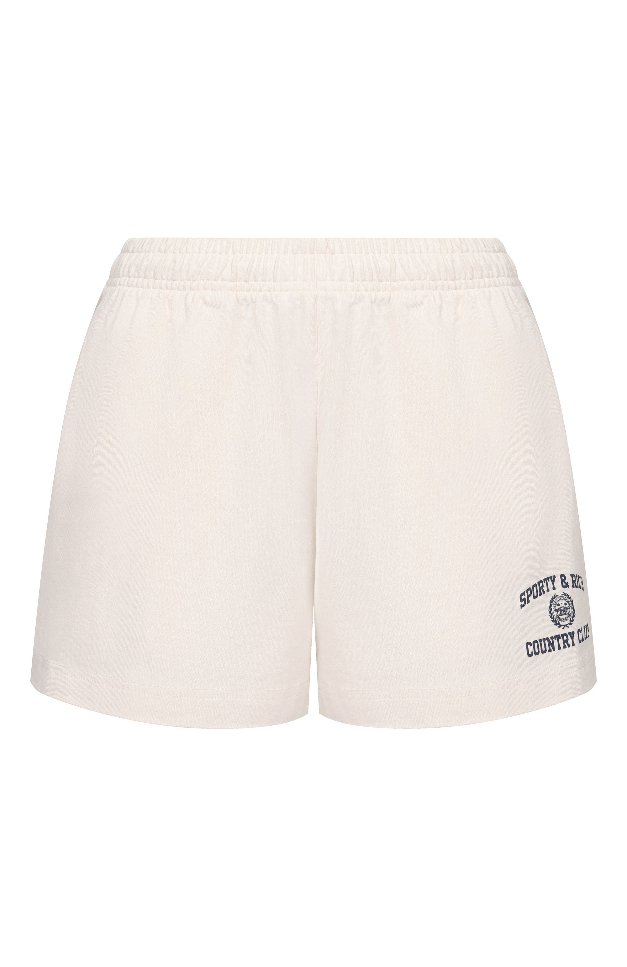 Хлопковые шорты SPORTY AND RICH кремового цвета по цене 17150 руб., арт. SH03776218WH37, фото 1 Хлопковые шорты SPORTY AND RICH, арт. SH03776218WH37, фото 1