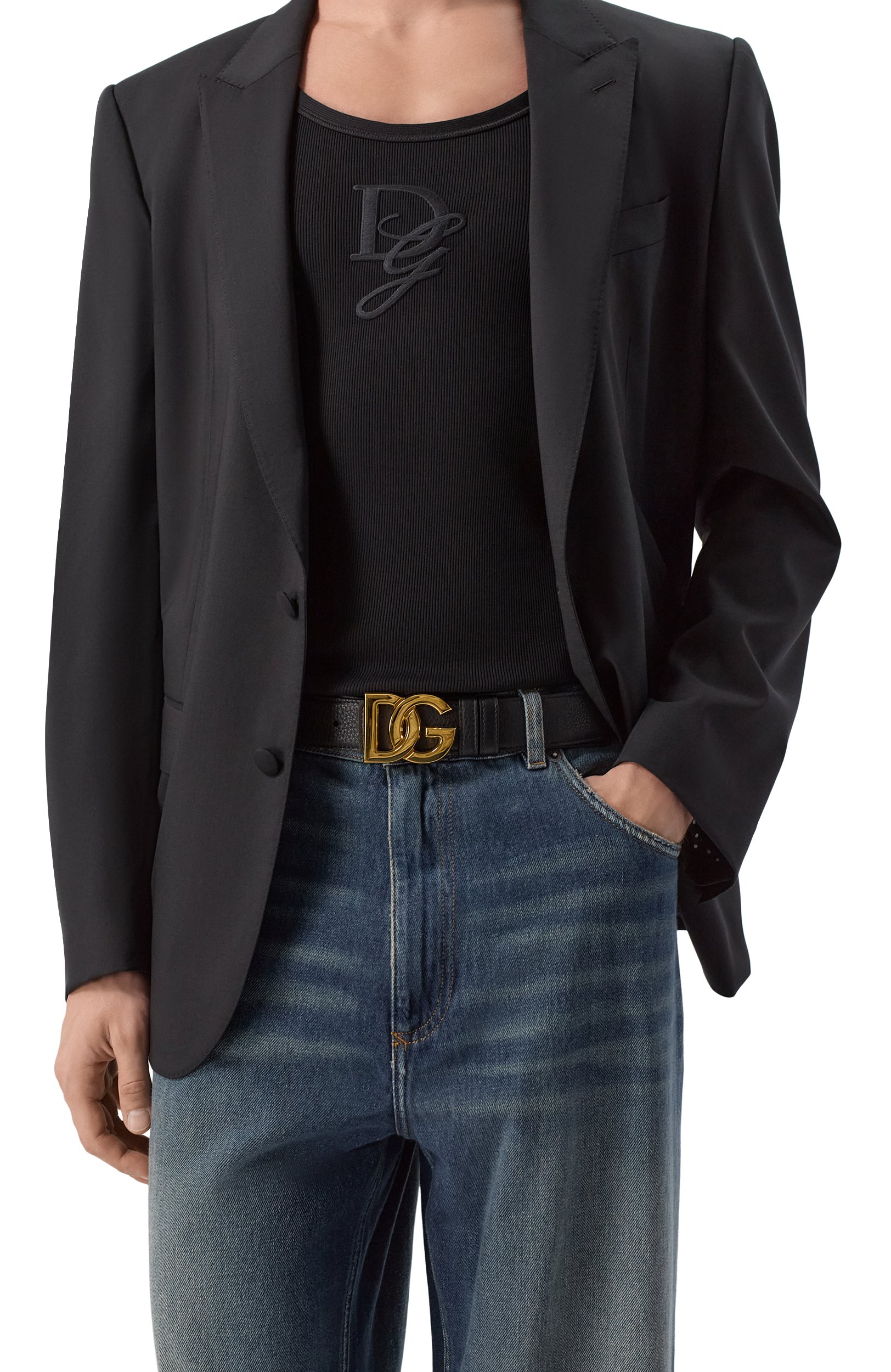 Кожаный ремень DOLCE & GABBANA черного цвета по цене 69950 руб., арт. BC4994/A0742, фото 2 Кожаный ремень DOLCE & GABBANA, арт. BC4994/A0742, фото 2