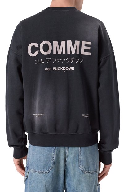 Хлопковый свитшот COMME DES FUCKDOWN темно-серого цвета по цене 14150 руб., арт. CFABM01741, фото 4 Хлопковый свитшот COMME DES FUCKDOWN, арт. CFABM01741, фото 4