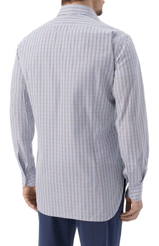 Хлопковая сорочка Kiton UCCH0948223 Голубой  UCCH0948223 Фото 4