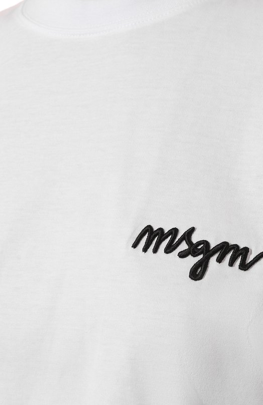 Хлопковая футболка MSGM 2000MDM540 200002 Белый  2000MDM540 200002 Фото 5