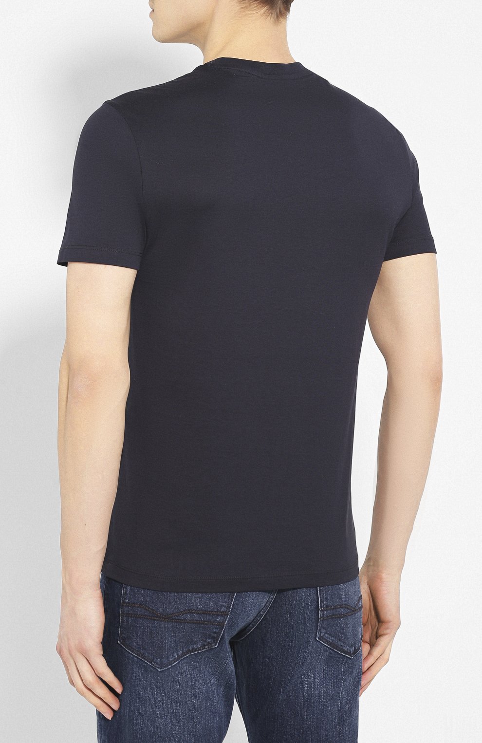 Хлопковая футболка EMPORIO ARMANI темно-синего цвета по цене 15900 руб., арт. 3H1T62/1J30Z, фото 4 Хлопковая футболка EMPORIO ARMANI, арт. 3H1T62/1J30Z, фото 4